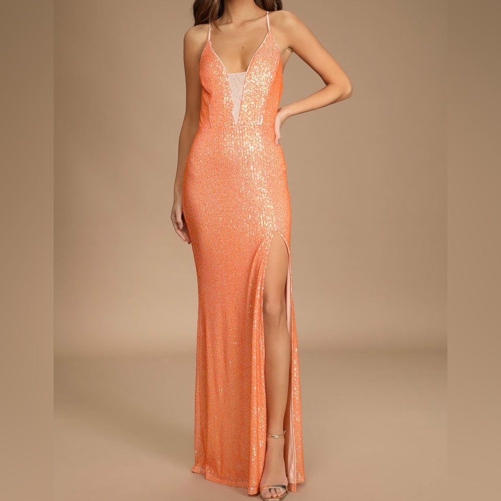 WORN ONCE Lulus orange prom dress size small